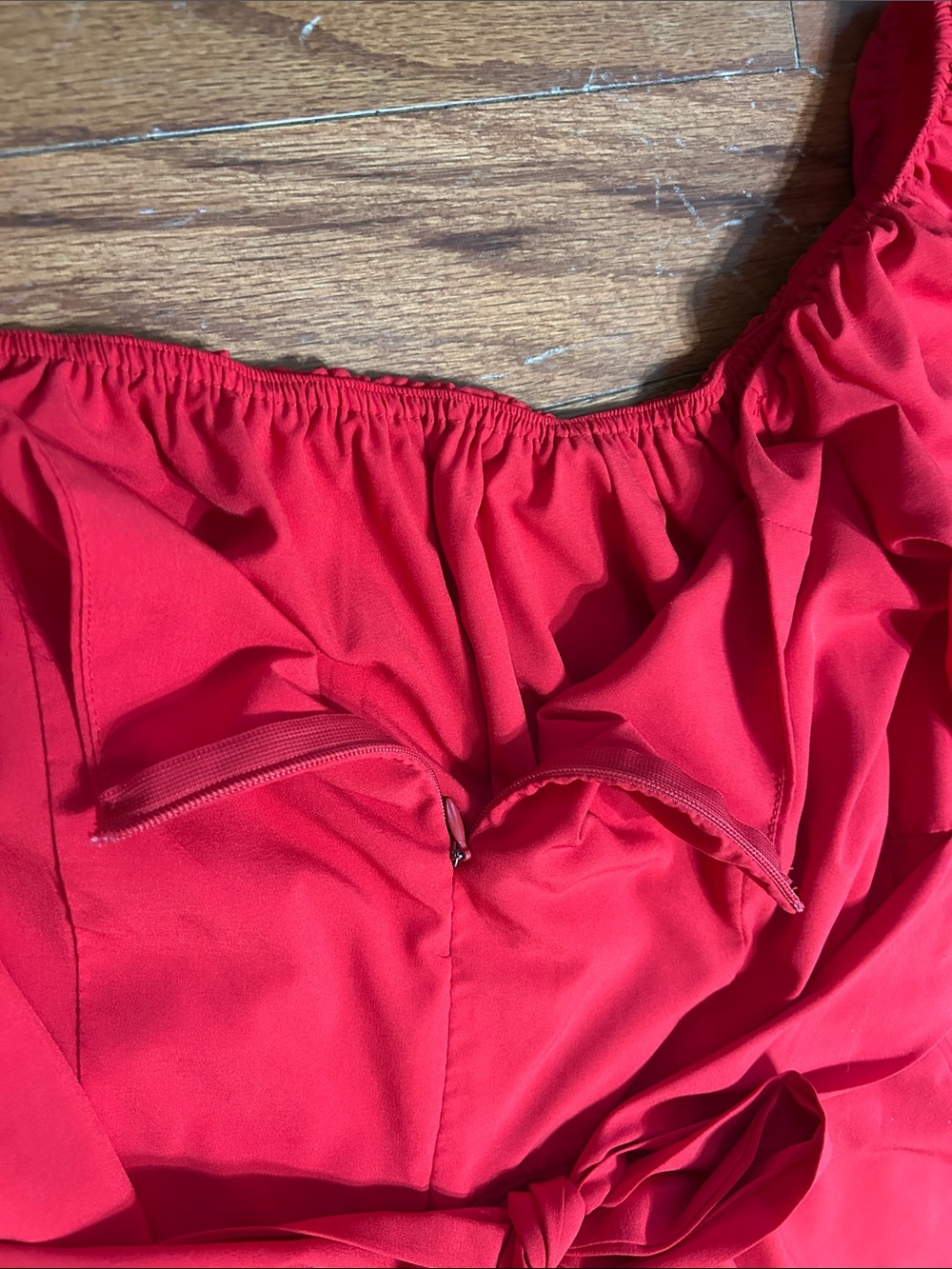 Red Romper with Ruffle Waist - Picture 6 of 10